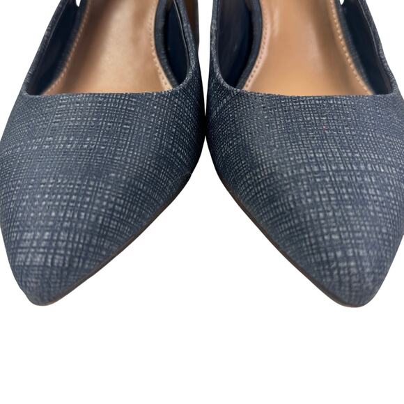 Vince Camuto Blue Hamden Leather Textile Slingback Pumps Women's Size 7.5 - Picture 4 of 9